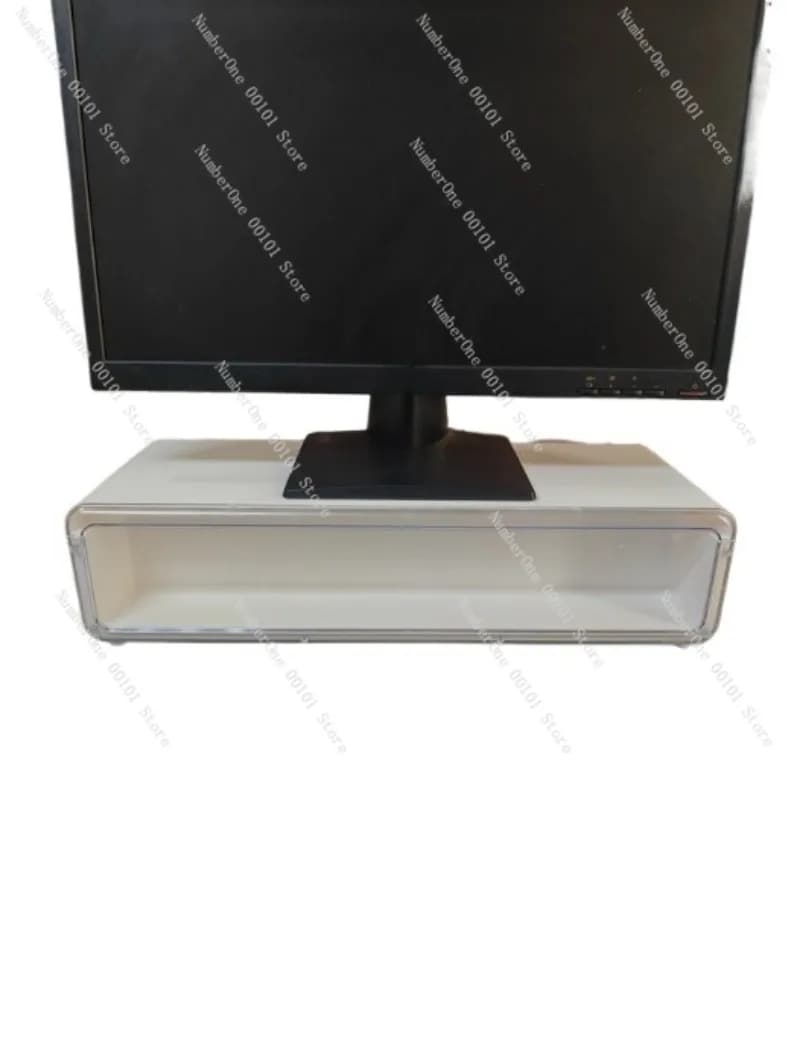 Monitor support for desktop organization, computer screen shelf that increases height with storage space for figurines