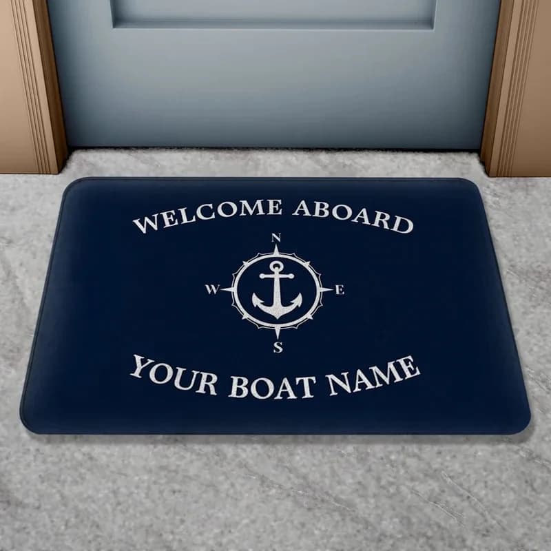 VIKAMA Tappeto d'ingresso in stile nautico, resistente e antiscivolo, perfetto per corridoi e bagni, ideale per case vacanza a bordo mare