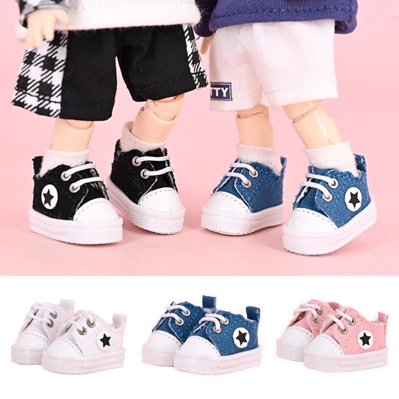 Ob11 bambola stella scarpe di tela a fondo piatto bambola di moda scarpe Casual con lacci delle scarpe per Penny, Ob11, Obitsu 11, Holala, Gcs , YMY
