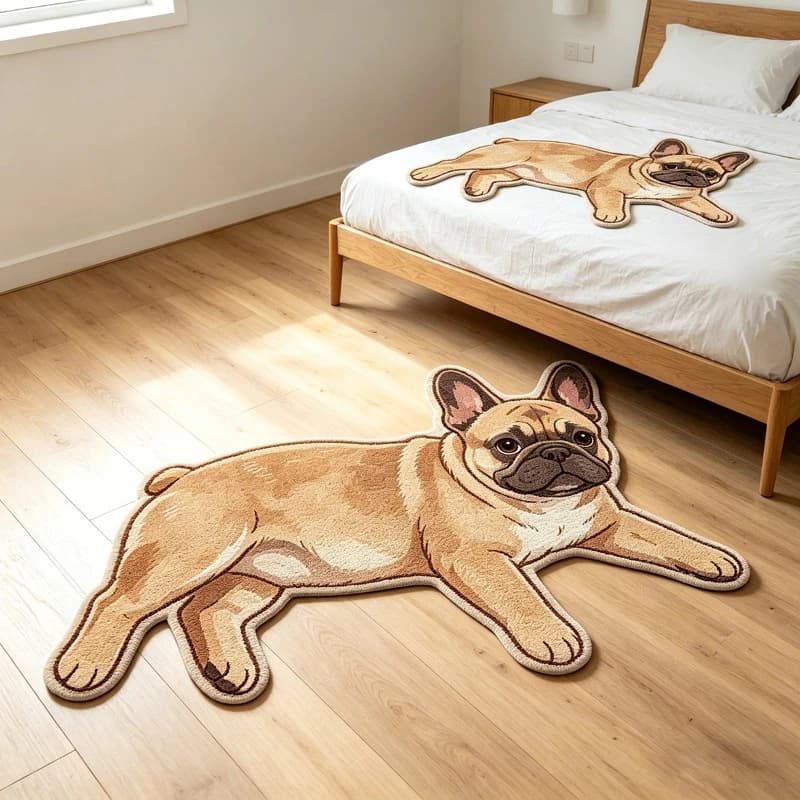 VIKAMA French Bulldog Doormat Non-Slip Absorbent Entryway Bedroom Bathroom Rug Home Decor