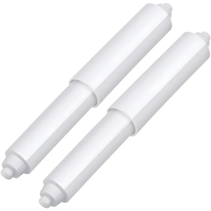 White Toilet Paper Holder Replacement Rods Spring Loaded Roller Refill 2 Pack