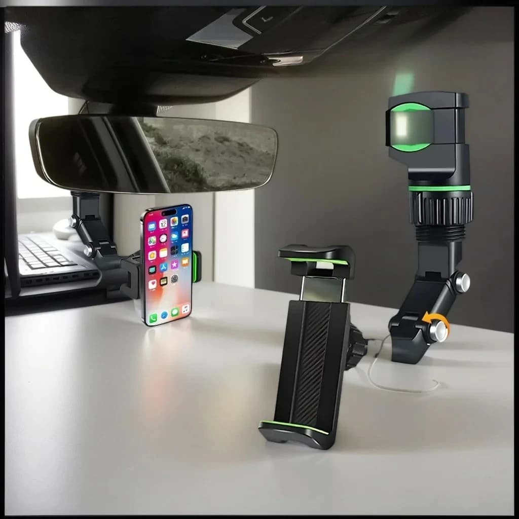 360 ° Universal swivel holder for phone - Car holder for rearview mirror for GPS and smartphone