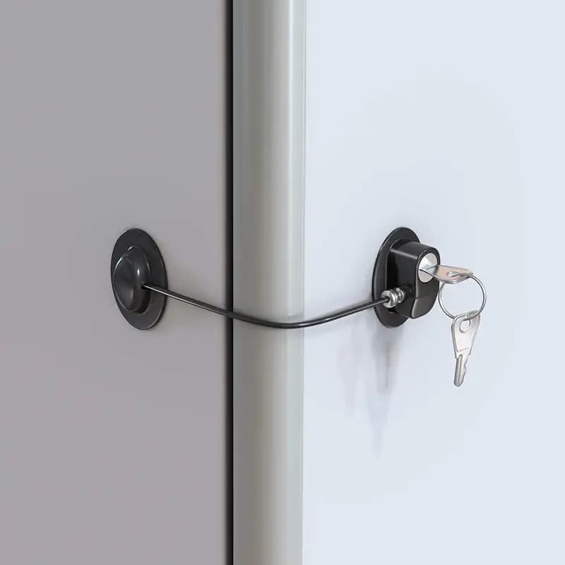 Safety Window/Fridge Lock with Adhesive-Durable Metal&Plastic Security Lock for Cabinets,Drawers,Refrigerators,Freezers & Doors