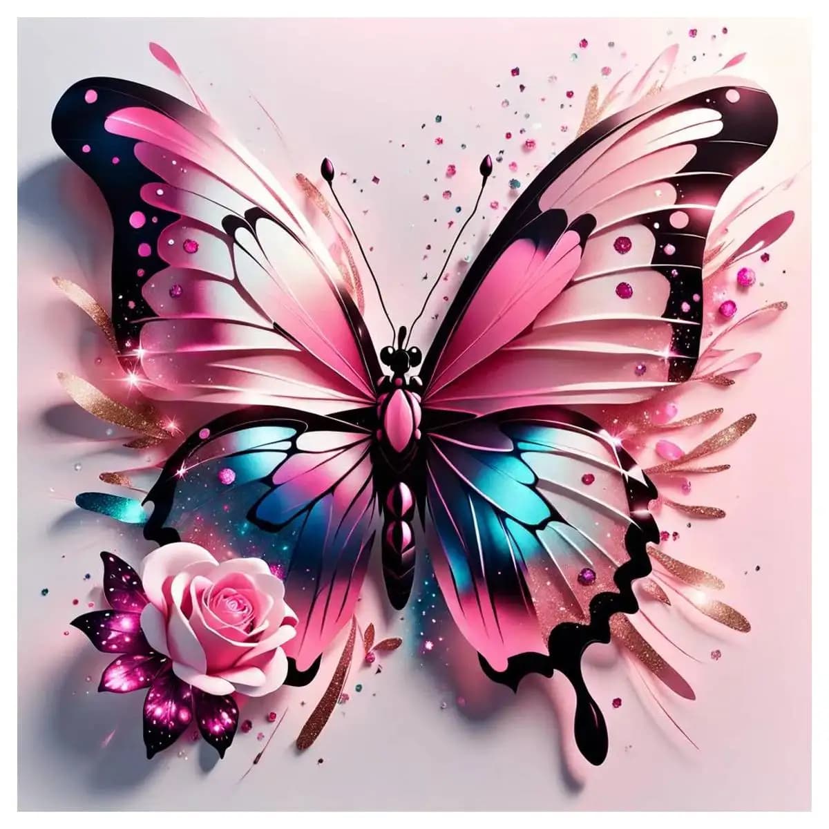 pink butterfly 40X40CM/15.74inch cross stitch Kit diy 11CT/14CT Embroidery hanging Cross stitch kits New Arrival