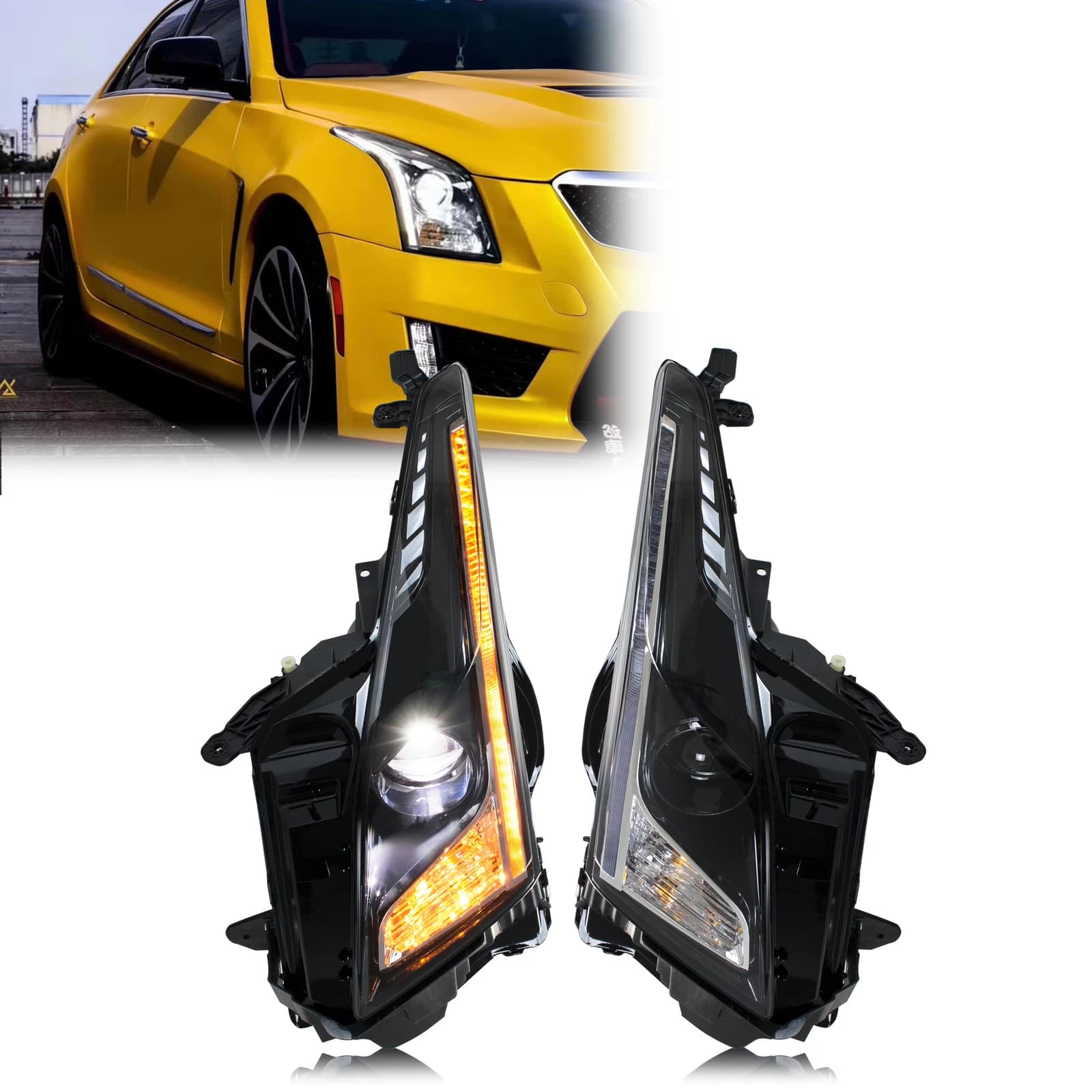Fari a LED per Cadillac ATS 2013-2019 Berlina [Modello Alogeno] Proiettore con Indicatore di Direzione Sequenziale Gruppo Luci Anteriori