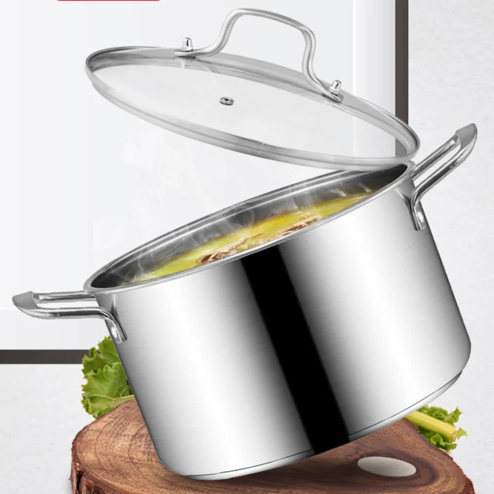 26/28 CENTIMETRI In Acciaio Inox Zuppa Pentola Utensili Da Cucina Latte Acqua Bollente Cottura Uso Quotidiano Pentola Padelle Con Coperchio Zuppa Salsa Pan