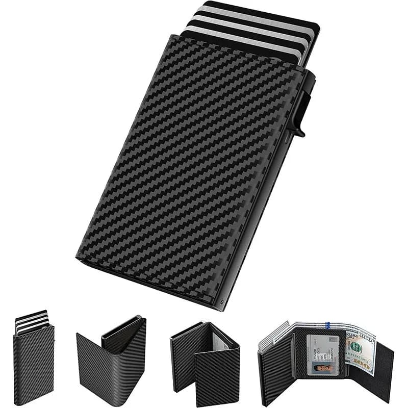 Hot Sale Pop-up Aluminum Box Wallet Men’s Wallet RFID Large Capacity Oil Wax Purse
