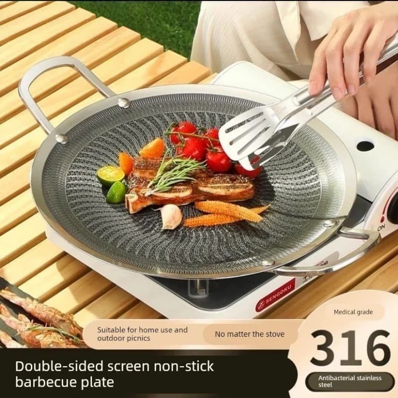 Padella Multifunzionale in Acciaio Inox 316 per Barbecue e Cottura, Compatibile con Piani a Induzione e Fornelli a Gas, per Campeggio e Cucina Domestica