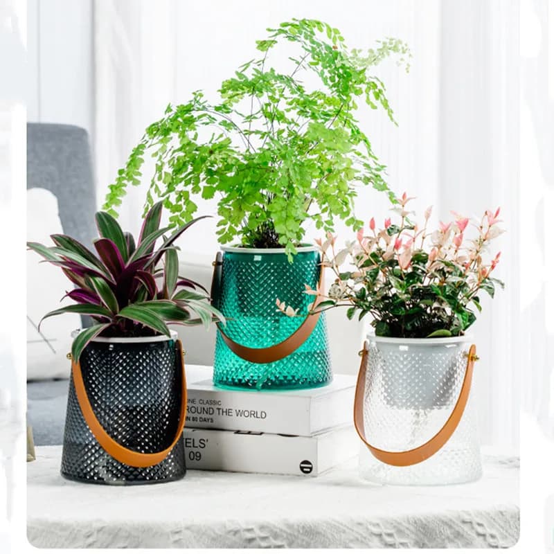 Vaso da fiori autoirrigante vaso da fiori automatico in plastica con manico fioriera creativa vasi da giardino fioriere decorazione della casa