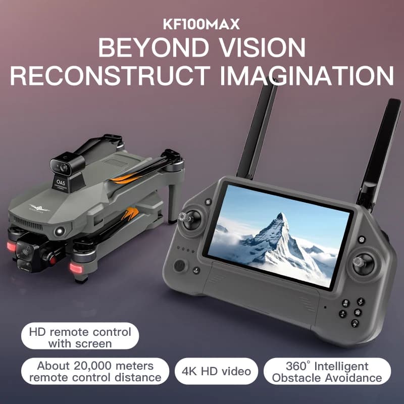 NUOVO KF100 MAX Drone 4K Macchina Fotografica 3-Axis Gimbal GPS WIFI Evitamento Ostacoli Touch Screen FPV Brushless Elettronico RC Quadcopter Giocattolo
