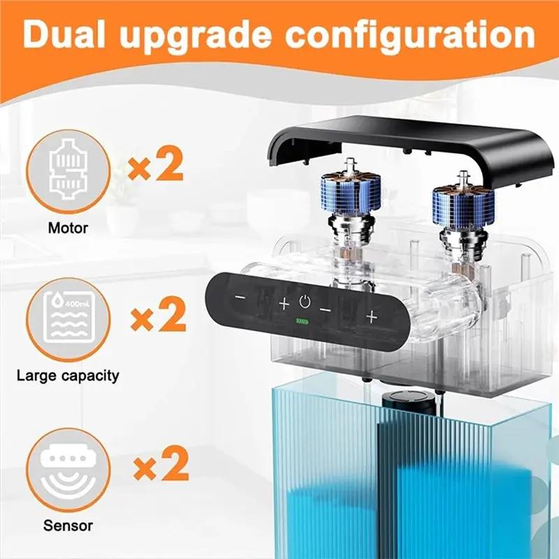 Dispenser di sapone elettrico intelligente a doppia testa AA73 con sensore automatico per cucine e bagni