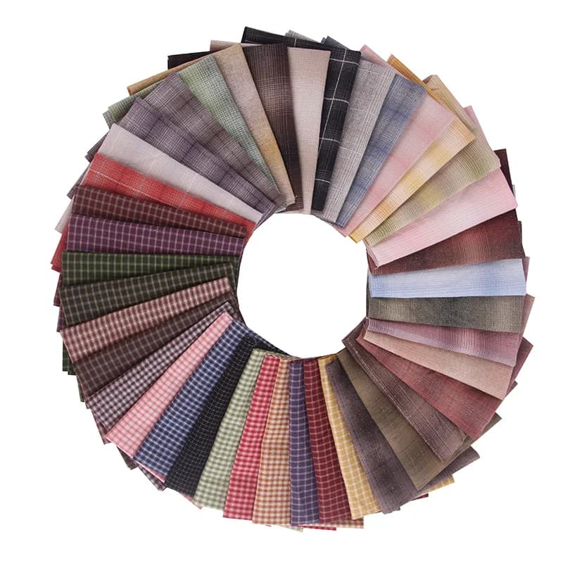 Tessuto in Cotone Puro Fatto a Mano per DIY, Tessuto Colorato Intrecciato, Piccoli Quadrati di Stoffa per Vestiti di Bambole, Stile Giapponese e Coreano