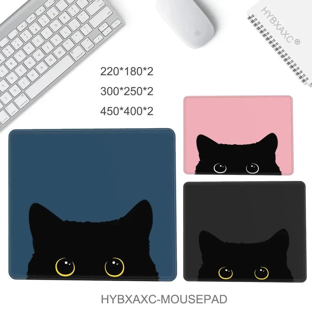 Tappetino per mouse gatto nero Tappetino per scrivania per computer da ufficio piccolo Tastiera da tavolo Tappetino per mouse grande Cuscino per laptop Tappetino per scrivania antiscivolo Decorazioni per la casa