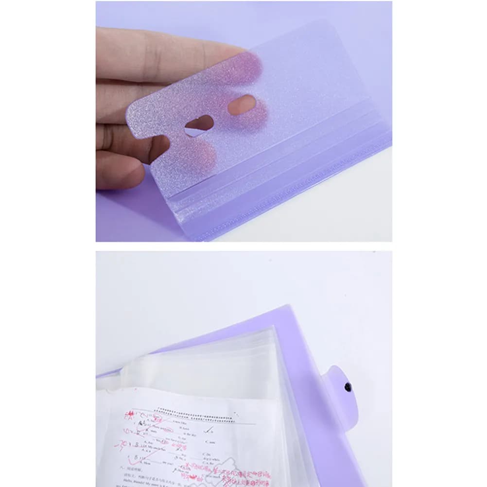 20 Pages File Folder Transparent A3 Exam Paper Storage Clip Report Display Cover Organizer Binder Purple Document Holder
