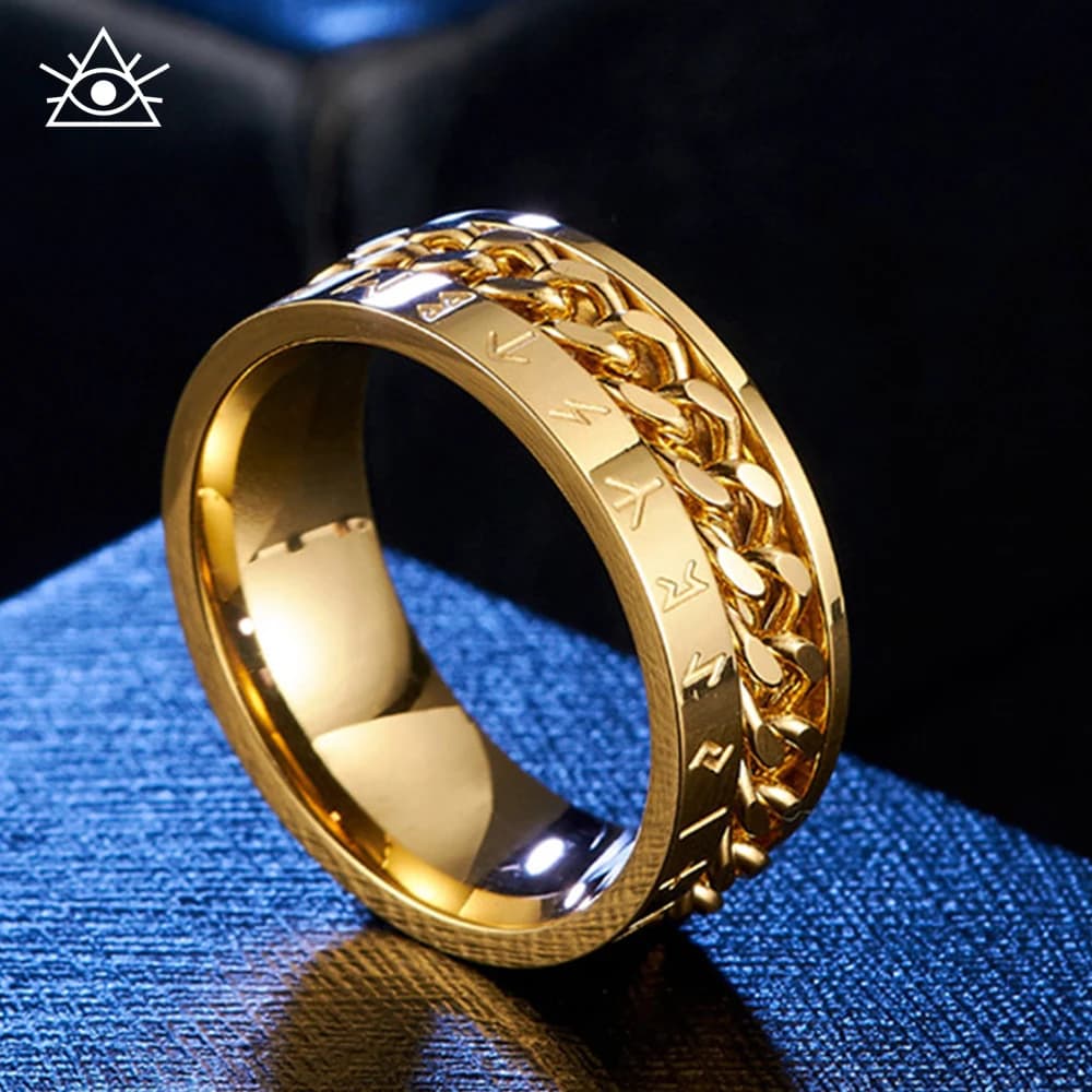 Numeri romani Catena in acciaio inossidabile Girevole Ansia Anelli neri per uomo Fidget Metal Spinner Knuckle Ring