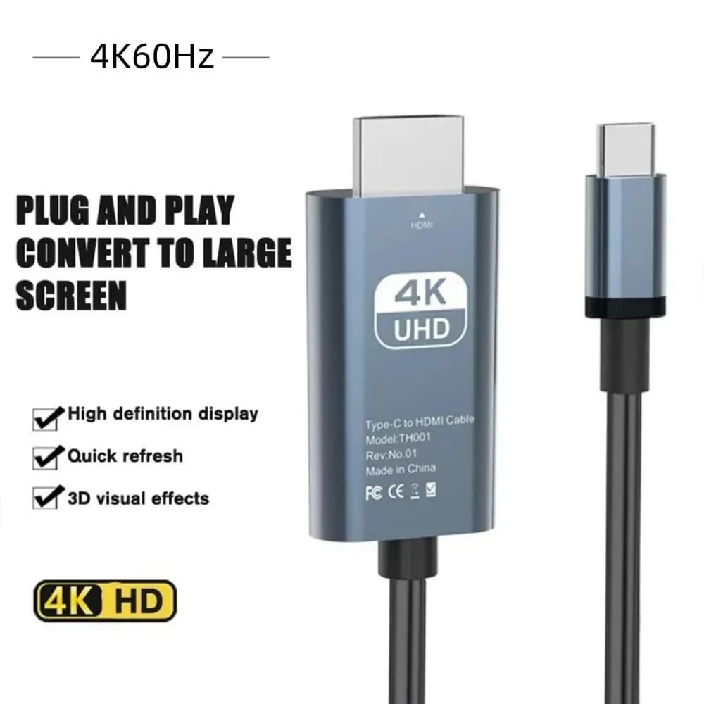 Cavo USB C 4K@60Hz da Tipo C a HDMI per Laptop, Telefono, Monitor, Proiettore, Computer, TV, Video, Stesso Schermo, Plug and Play