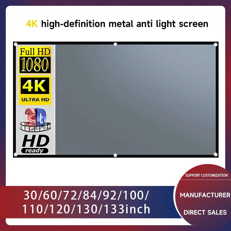 Schermo del proiettore 16:9 tessuto riflettente per tende Anti-luce in metallo per proiettore YG300 XGIMI H3 HALO Mogo Xiaomi DLP
