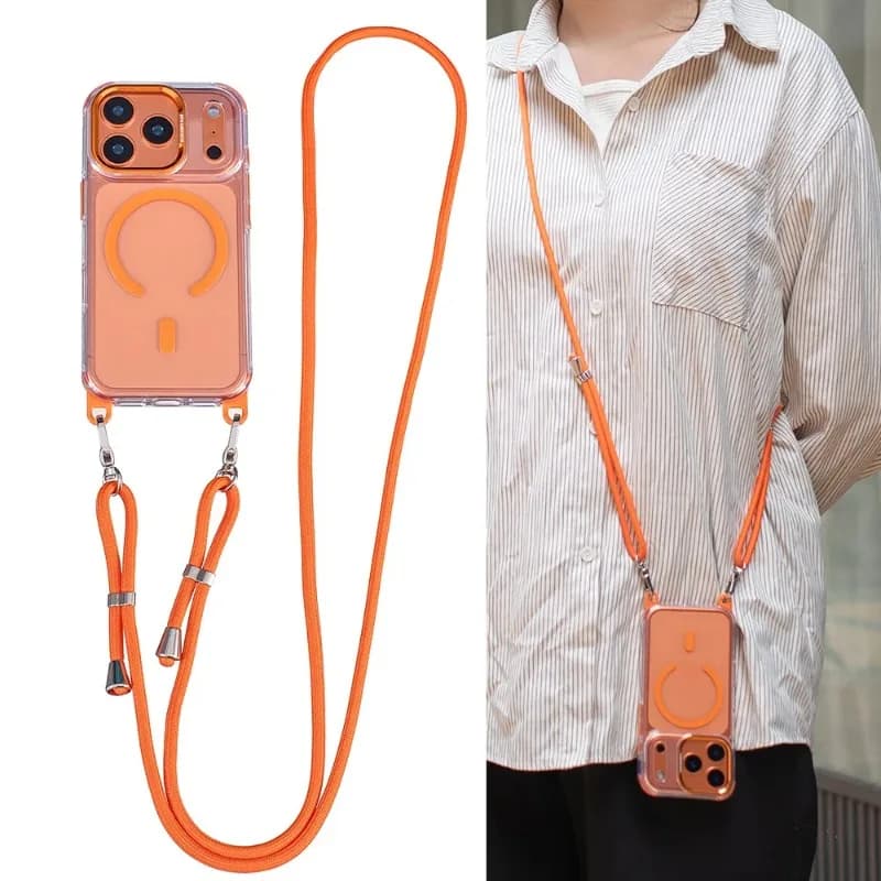 Crossbody Strap For Magsafe Clear Corners Lanyard Phone Case For iPhone 16 17 18 14 15 13 Pro Max Anti-Shock Cover