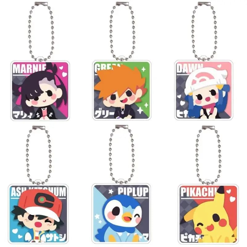Pokemon Ash Ketchum Portachiavi Marnie Brock Piplup Dawn Kieran Serena Fai da te Acrilico Action Toy Figure Anime Gioco Collezione Ciondolo