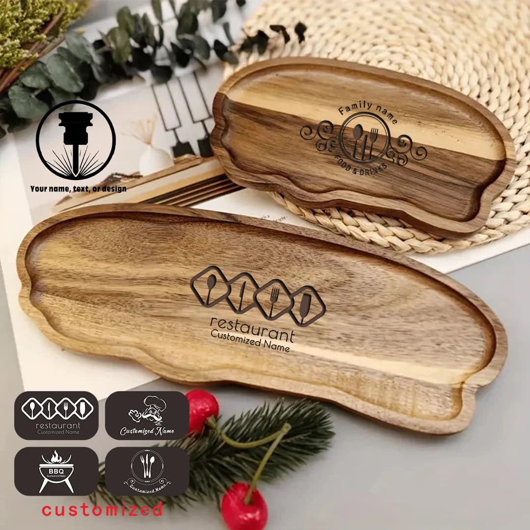 Customize Solid Wood Round Dessert Plate Japanese style Coffee Tray Snack Dried Fruit Plate Oval Tea Tray Kitchen Supplies