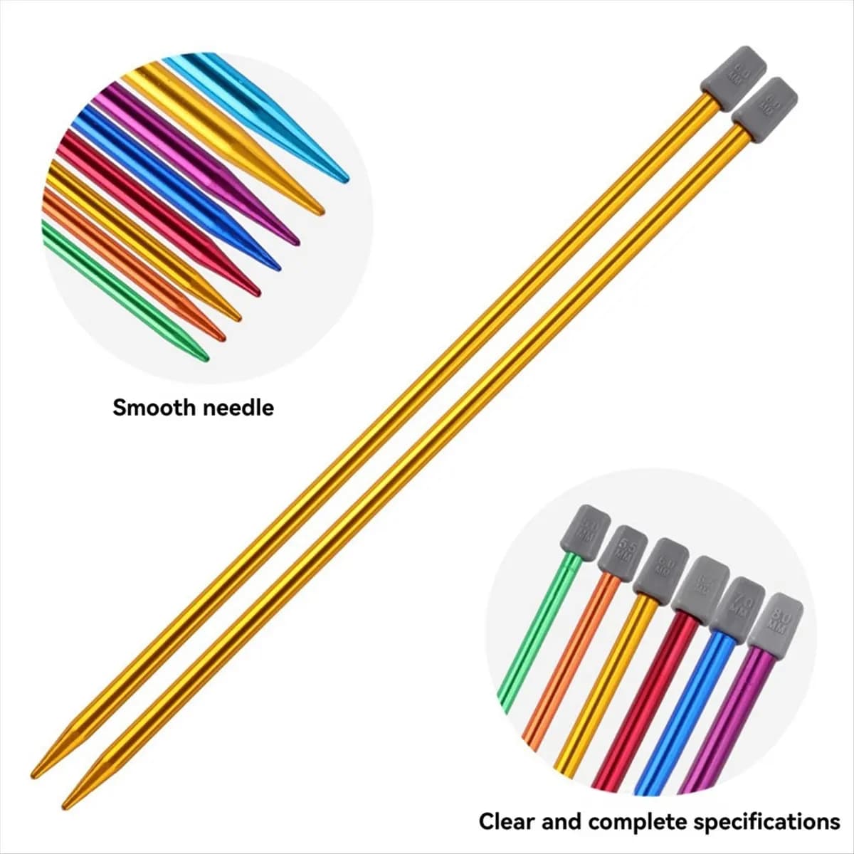 Set di 14 Ferri da Maglia in Acciaio Inox HITL, Aghi Appuntiti per Lavoro a Maglia e Uncinetto, per Principianti, Fatti a Mano (2-10mm) 35cm