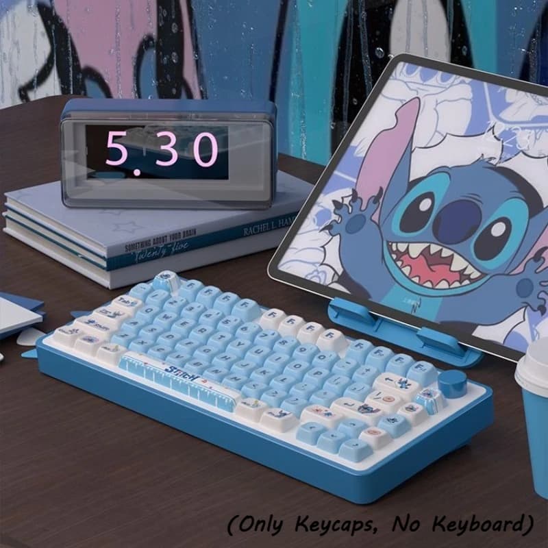 Set of Wheel Covers Stitch for Game Keyboard Cartoon Anime Material PBT Cover height MOT suitable for layout 98/104/108