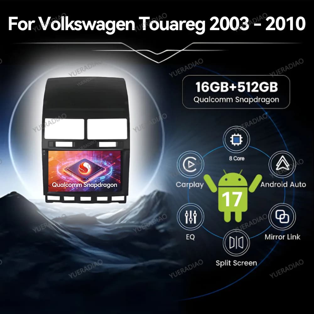 Autoradio Android 17 per Volkswagen Touareg GP 2002-2010 GPS NAVI 4G LTE 5G WIFI Lettore Multimediale Video QLED
