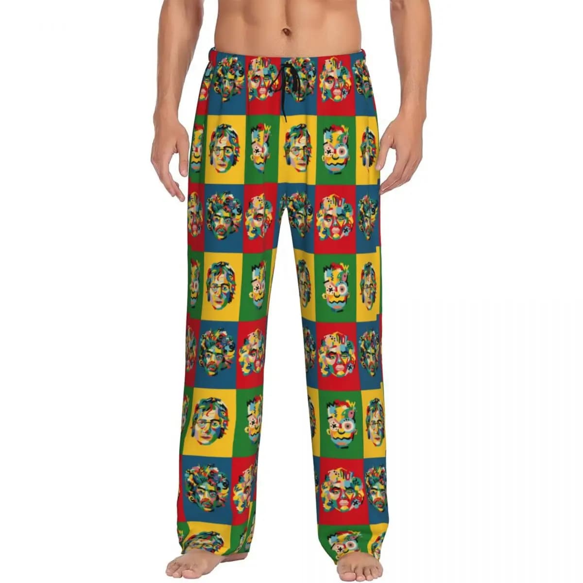 Pantaloni da Pigiama Personalizzati da Uomo con Stampa A-Andy Art W-Warhol, Abbigliamento da Notte con Tasche