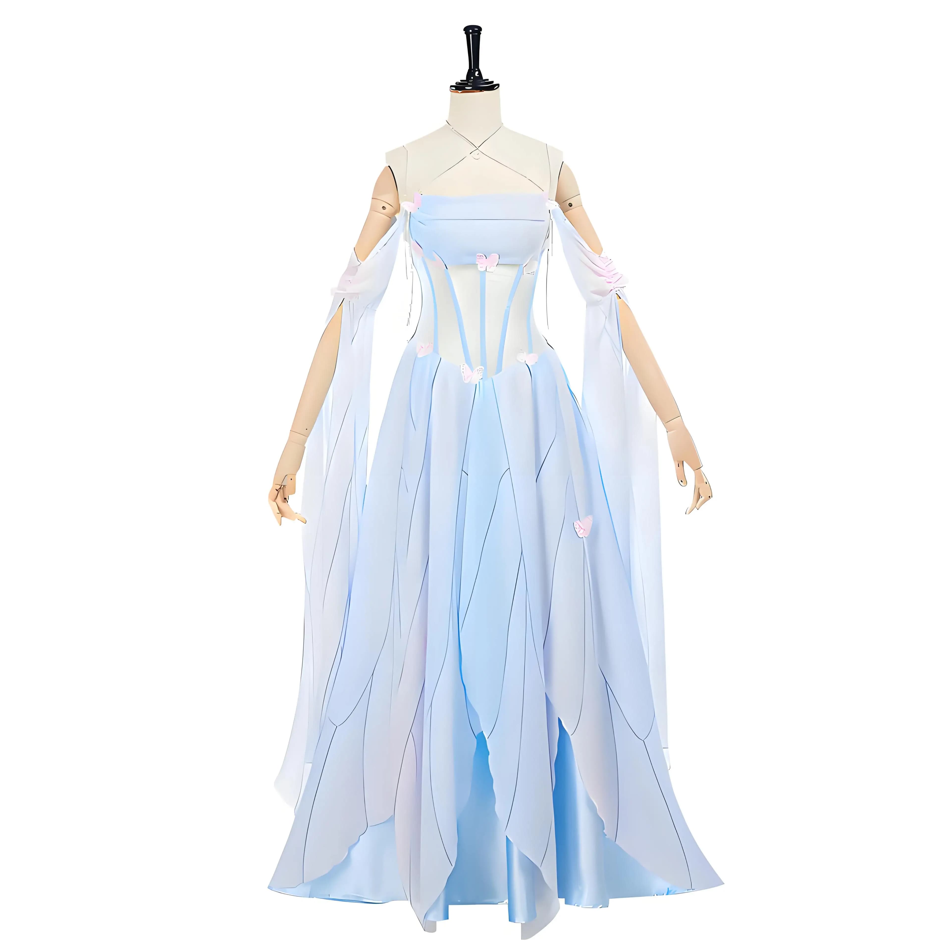 Abito da principessa blu farfalla medievale vintage per costume cosplay di Halloween Fantasia da principessa sexy con neve