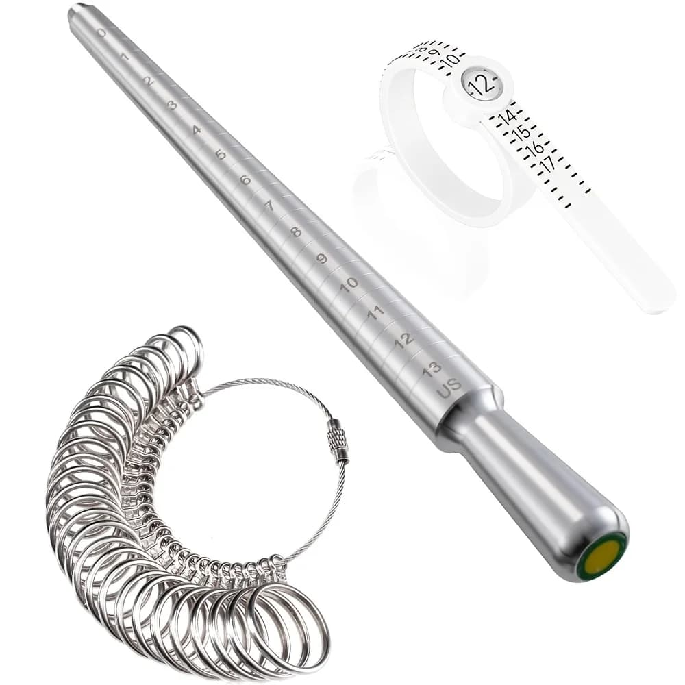 Kit mandrino misuratore per anelli in acciaio inossidabile da 3 pezzi con strumento di misurazione per la creazione di gioielli - Regalo ideale per appassionati di fai da te e principianti