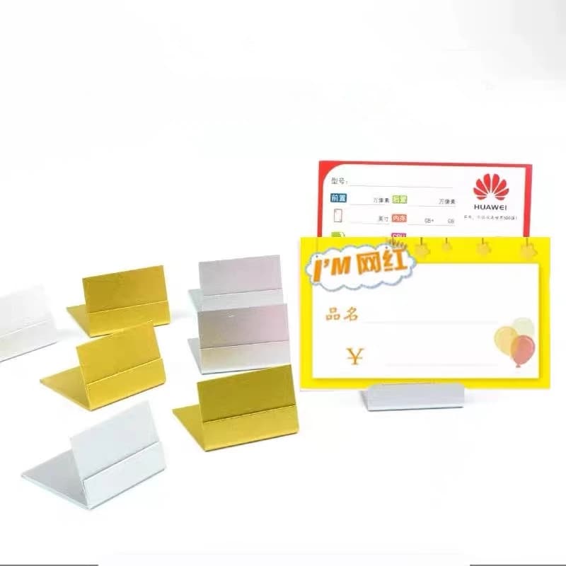 10pcs Copper Label Holder Rack Poster Card Note Memo Price Tag Display Menu Stand Countertop Sign Clip Base