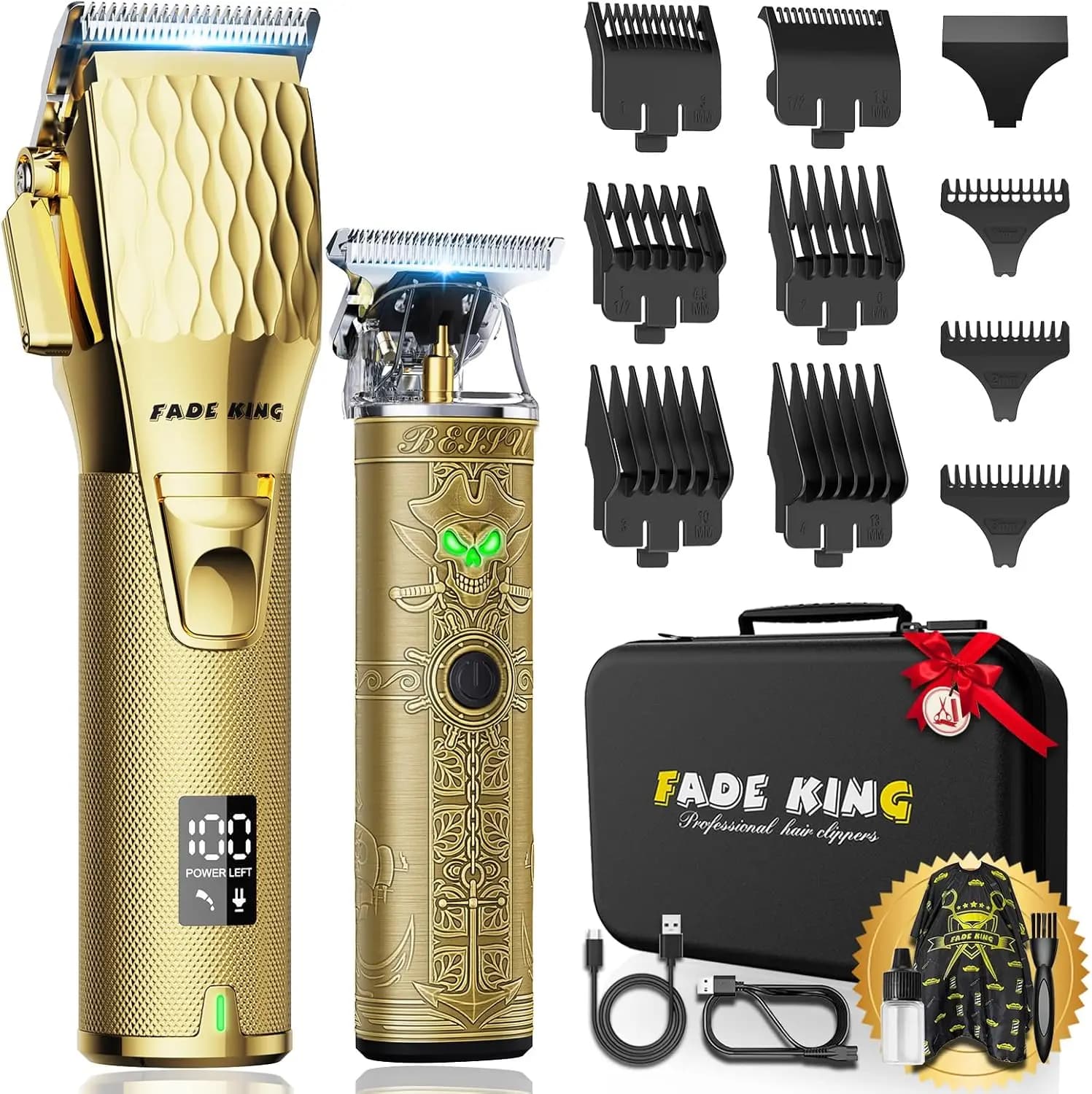 Set Professionale di Tagliacapelli e Regolabarba Senza Fili per Uomo - Kit da Barbiere Domestico con Custodia da Viaggio, Regalo Ideale