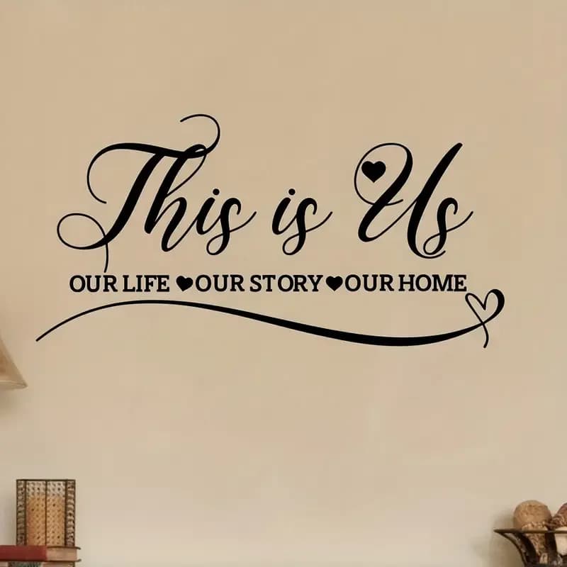 1pc "This Is Us" Family Themed Decorative Sticker - Modern PVC Wall Art with Heart & Arrow Design, Perfect for Bedroom, Living R