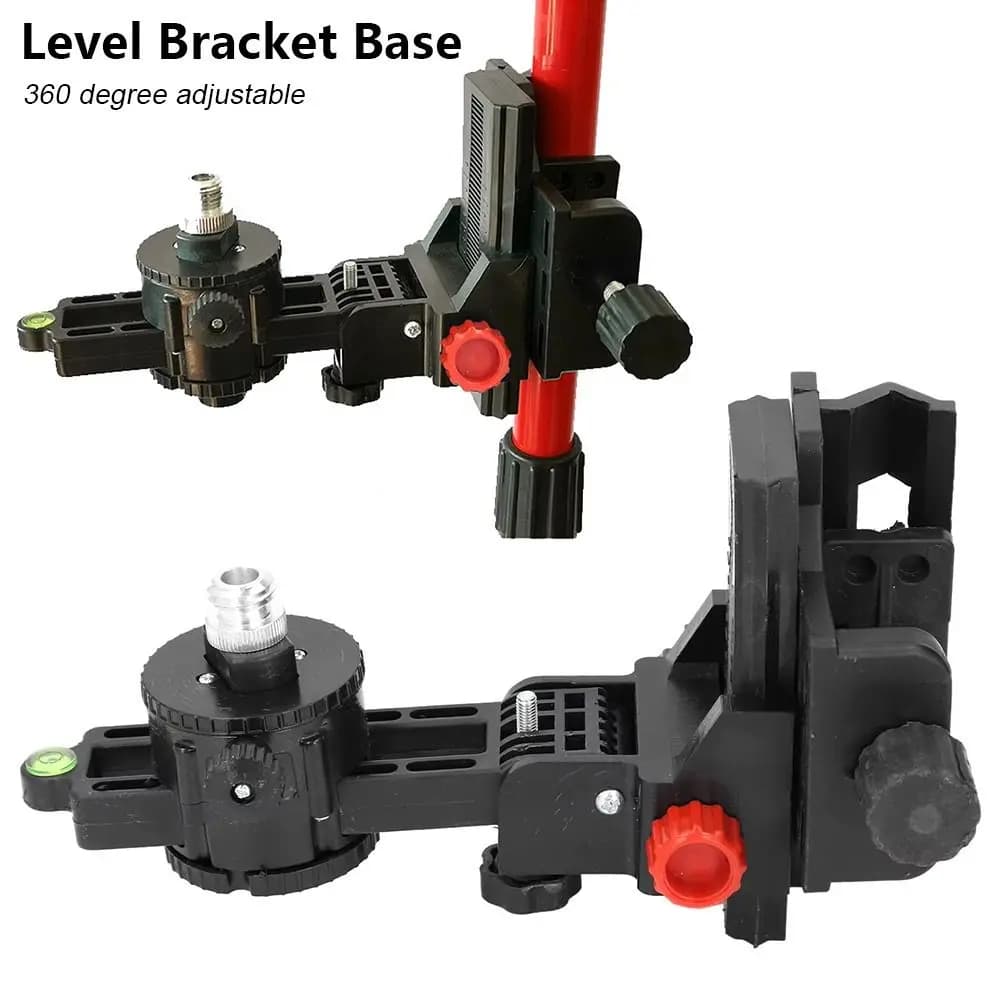 Base di Supporto Regolabile a 360 Gradi con Clip e Adattatore per Livella, Base Girevole a L per Regolazione Fine