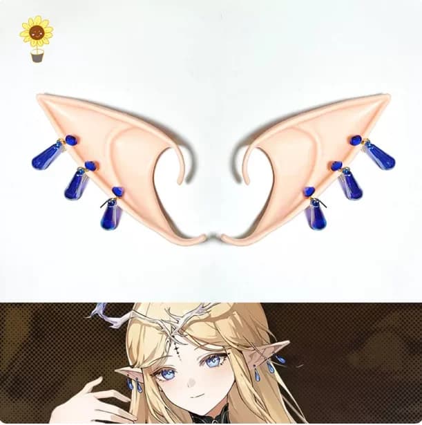 Anime Wuthering Waves Cartethyia Metal Earrings Take Photo Props Accessories Cosplay Costume Ear Clips Acrylic