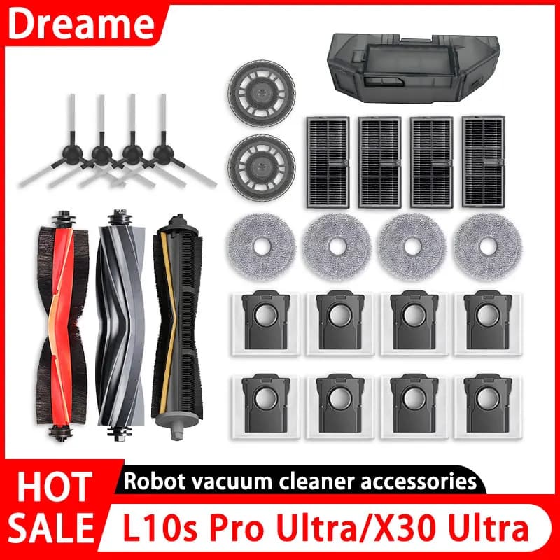 Dreame L10s Pro Ultra Heat, X30 Ultra, X30 Pro Accessori di ricambio per aspirapolvere Spazzola laterale principale Filtro Mop Sacchetto per la polvere