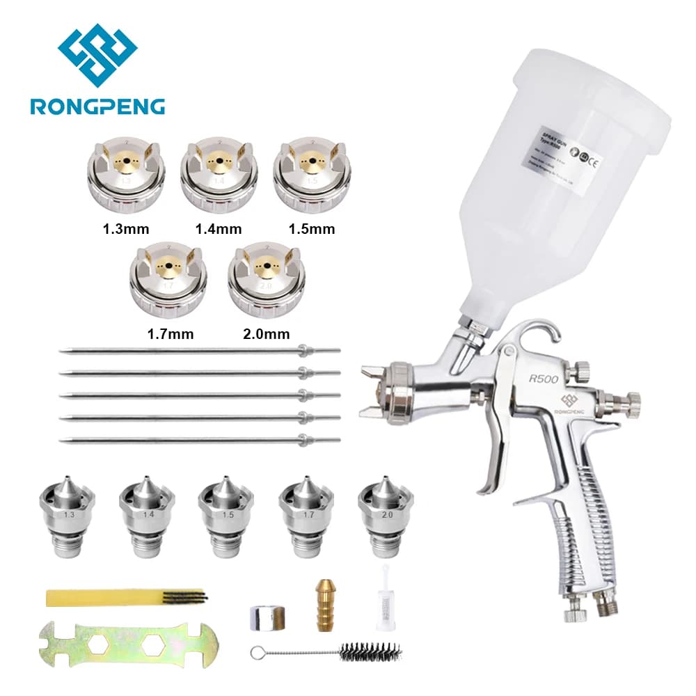 RONGPENG Professional R500 LVLP Spray Gun Water Based Oil Paint 1.3/1.4/1.5/1.7/2.0 Nozzle Gravity Airbrush Pneumatic Tools