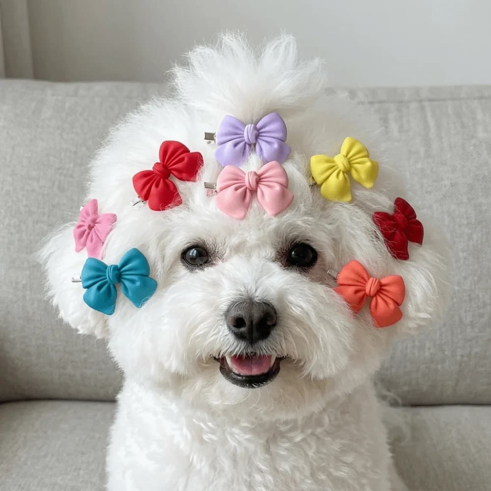 16pcs Fashion Style Soft Fabric Pet Hair Clip Multicolor Mini Size Dog Bow Tie Lightweight Bow Shaped Pet Bow Clip Pet Styling