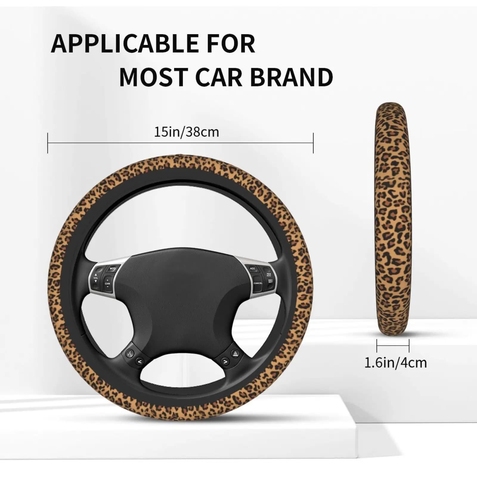 Coprivolante leopardato Protezione per volante per auto da 15 pollici Accessori automobilistici universali per donna Uomo Decorazione auto