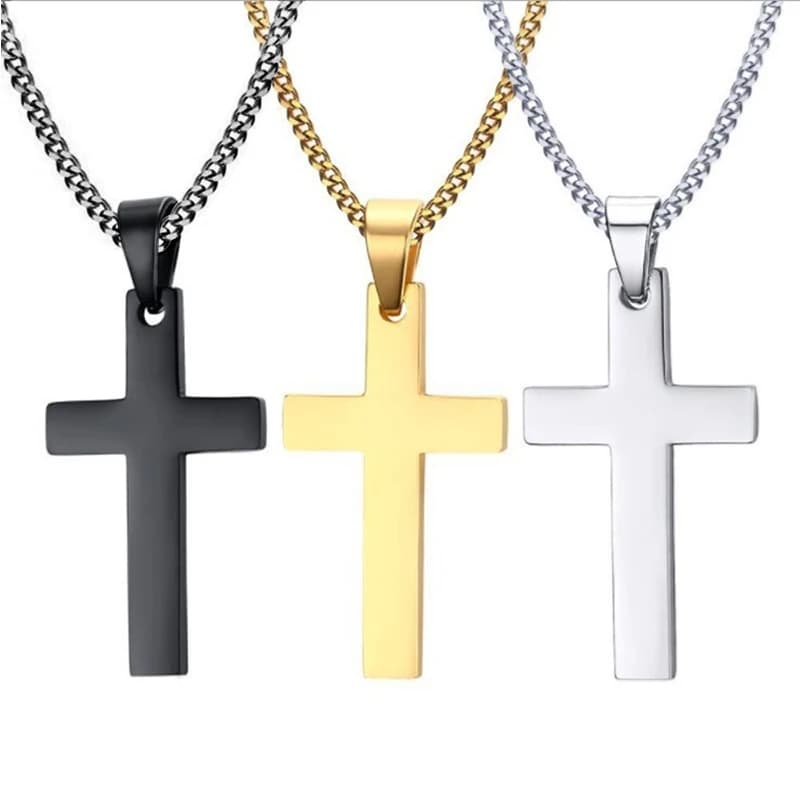 Women's Fashion Stainless Steel Cross Pendant Necklace with Men's Chain Pendant Cool Boys Girls Punk Hip Hop Jewelry Gift