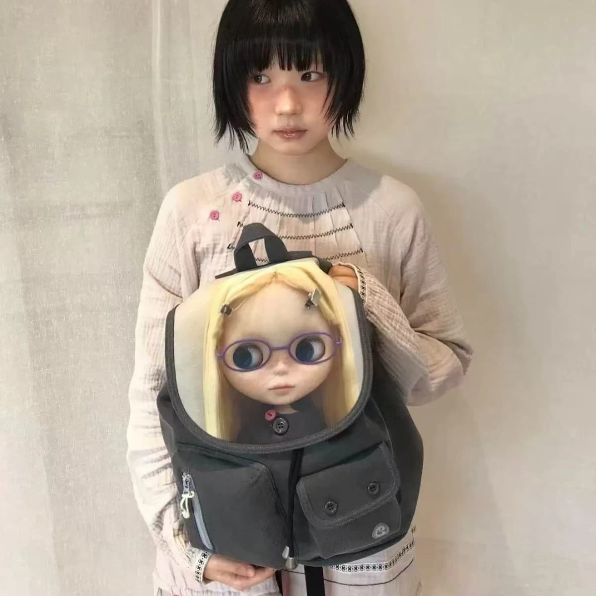 Y2K Kawaii Exterior Bags, School Backpack Great Capacity with Print for Teen Girls, Sweet and Cool Backpack with Fashionable Decorations