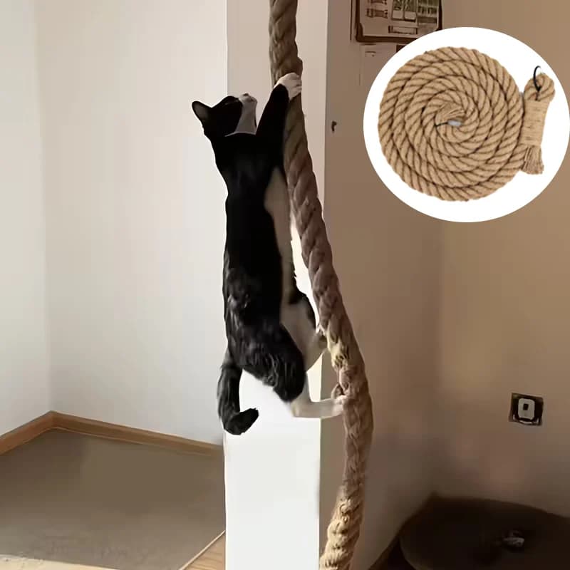 1 platform for jumping with climbing rope for wall mounted cats, thick natural hemp rope, suitable for indoor cats, adult cats