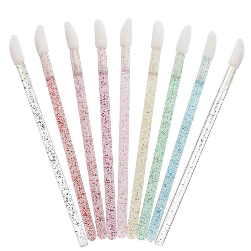 Crystal Pole Disposable Lip Brush Set 50pcs Portable Cosmetic Tool For Lip Gloss Lipstick Home Outdoor Salon Makeup Supply