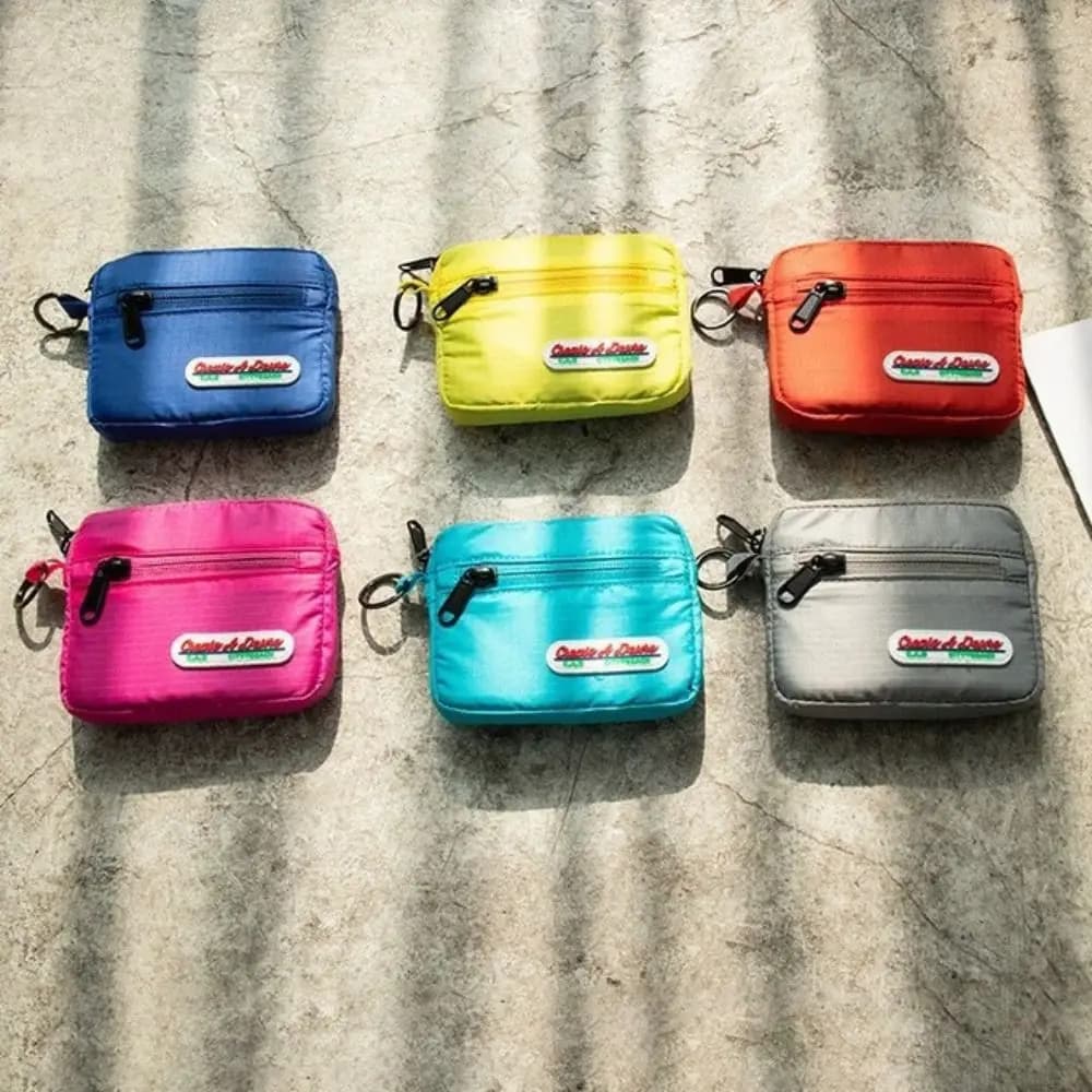 Portafoglio impermeabile in nylon Porta badge identificativo Custodia con cerniera e carte di trasferimento per autobus per studenti Borsa da viaggio per monete in contanti Blocco RFID