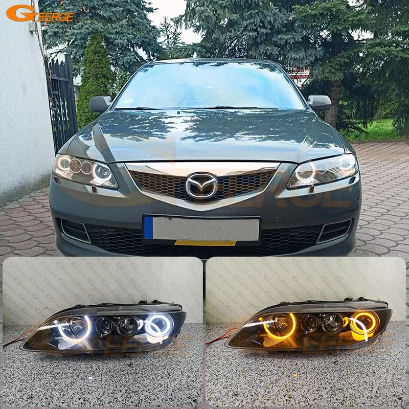Per Mazda 6 Mazda6 Mazdaspeed 6 MS6 Atenza GG Ultra Luminoso A/W Switchback Luce diurna Indicatori di direzione SMD LED Angel Eyes Halo Anelli