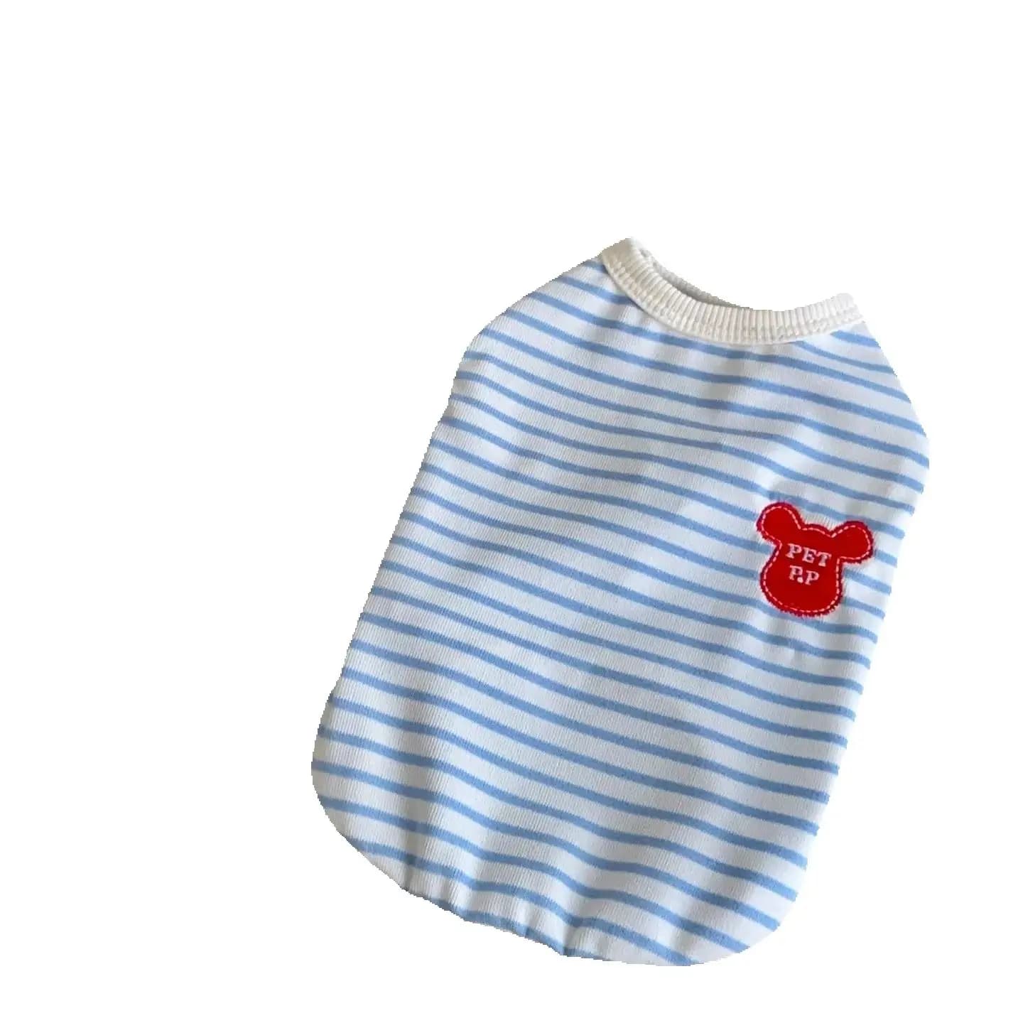 Pet Teddy Pink Stripe T-shirt Summer Yorkshire Breathable Tank Top Cat Small Dog Soft Two Leg Clothes XS-XL