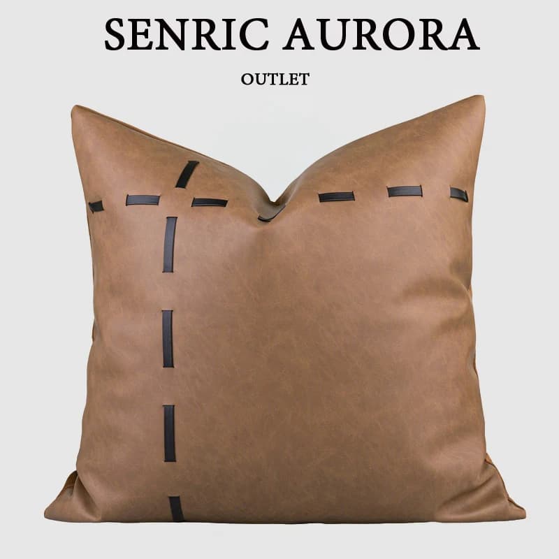 Luxury Cushion Cover 30x50 50x50cm Blended Leather Brown Leather Belt Square Pillow Case For Home Hotel Bed Living Room Sofa