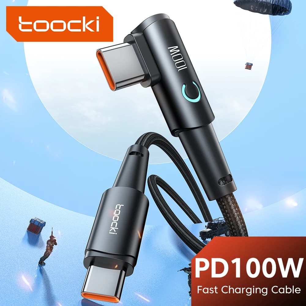 Toocki cavo USB da tipo C a tipo C a 90 gradi ricarica rapida cavo dati USB C PD da 60W 100W per iPad MacBook Pro Xiaomi Samsung Huawei