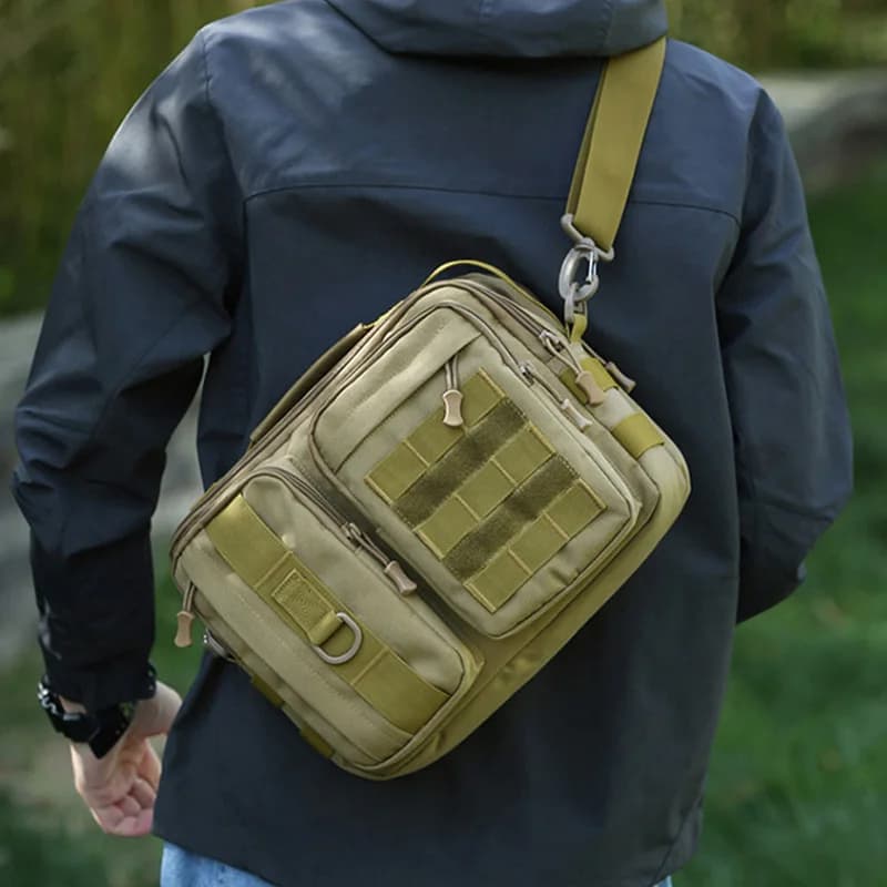 Borse tattiche da trekking Borsa a tracolla da campeggio per uomo Escursionismo Viaggi Arrampicata Pesca Sling Crossbody Borsa Molle per fine settimana all'aperto