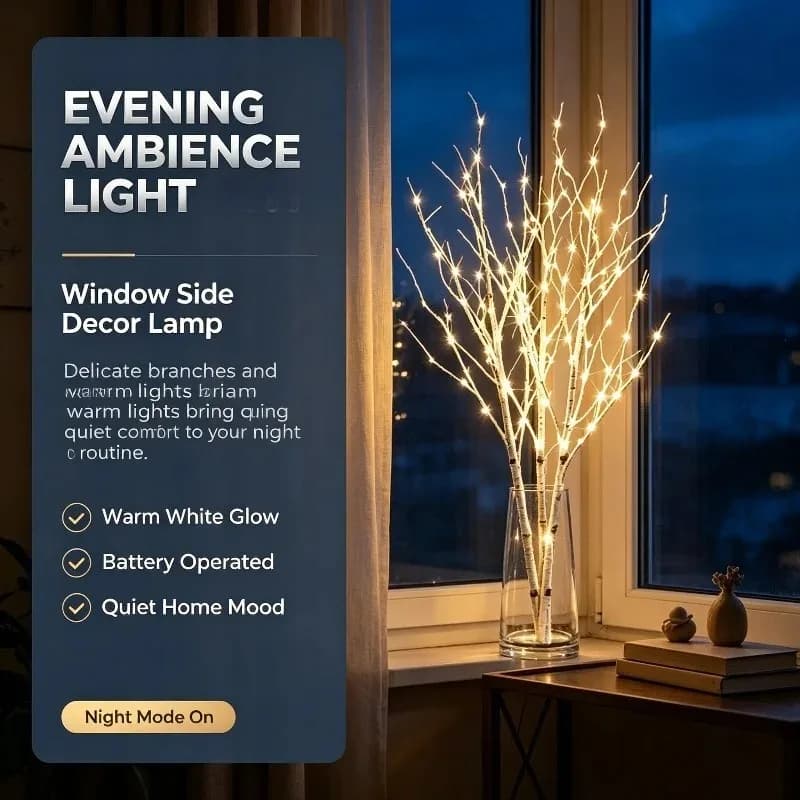 Indoor LED Branch Bouquet, Warm White Battery Fairy Lights for Tabletop Vases and Cozy Living Room Decor
